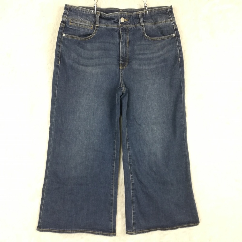 NYDJ Womens Jeans Wide Leg Capri Blue Denim Serendipity High Rise Medium 10